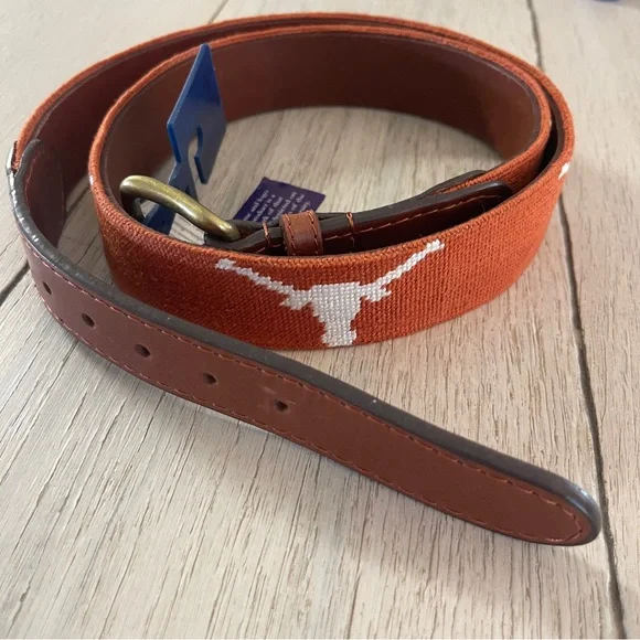 NWT Smathers + Branson Boys' University of Texas Needlepoint Belt - Picture 2 of 6